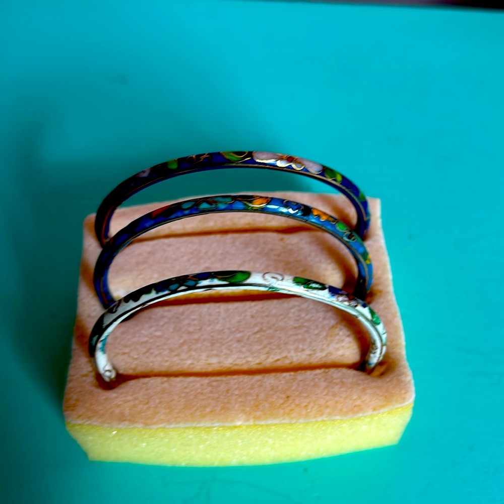 Set of 3 cloisonne Bangle Braclets
